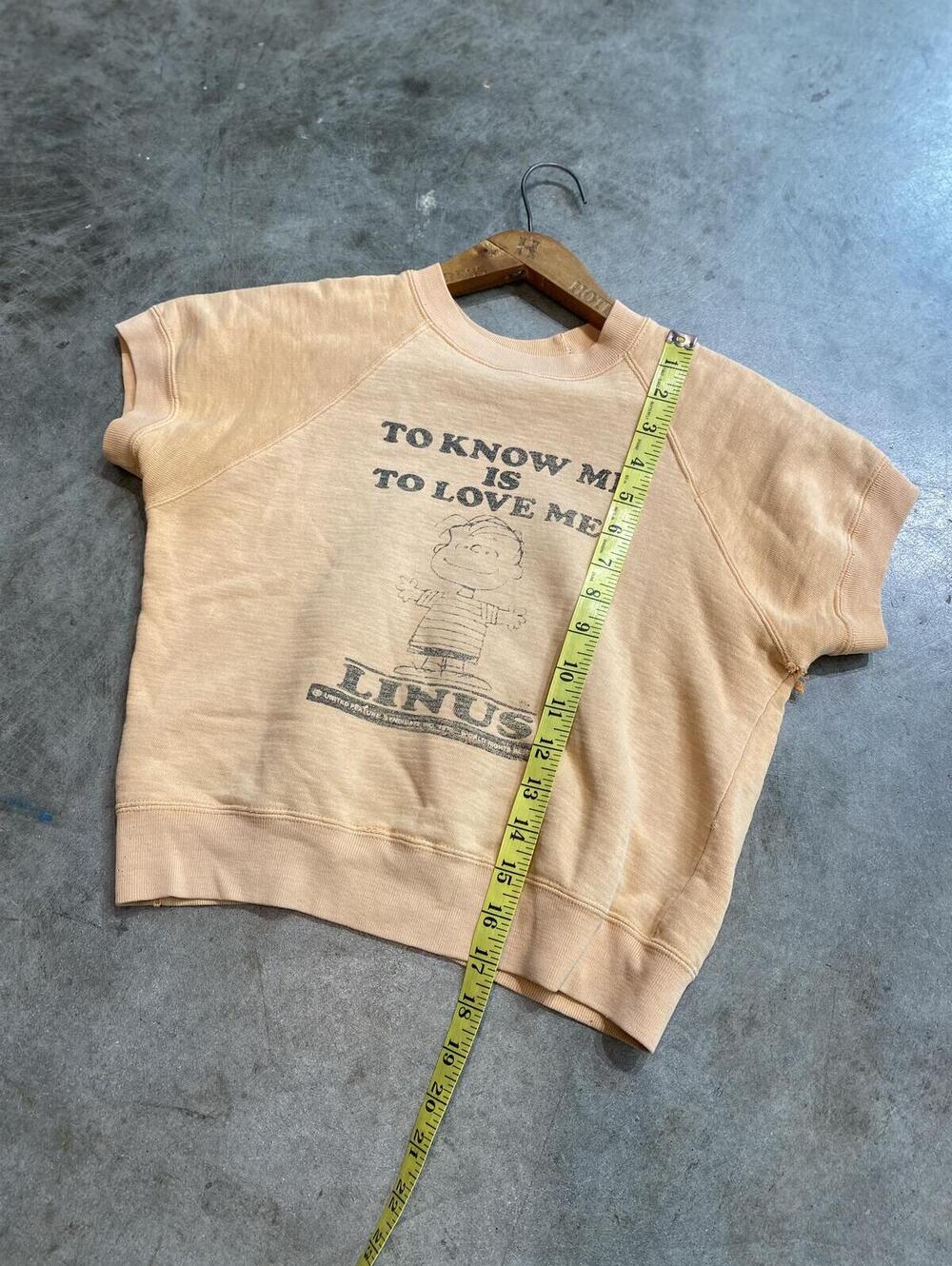 Vintage 1960s Peanuts Linus Sweatshirt KIDS 17X17 vtg 60s distressed faded - Picture 4 of 9
